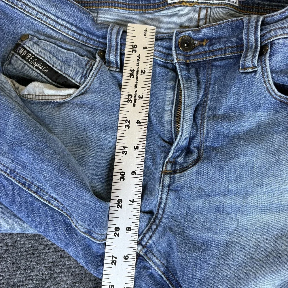 Empyre Surplus Co. Skeletor Jeans Mens 34 Blue Denim Stretch Mid Rise Skinny Leg